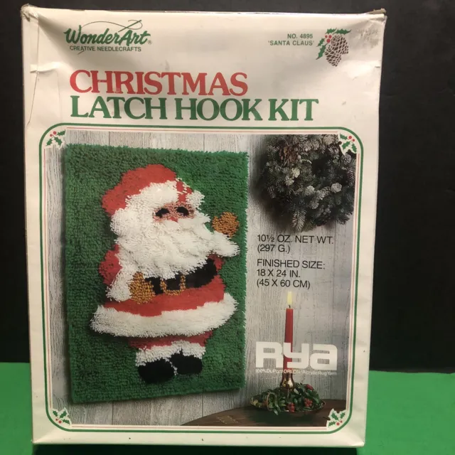 Kit de alfombras gancho con pestillo de Navidad Wondert de colección Santa Claus Rya 18X24" sellado nuevo