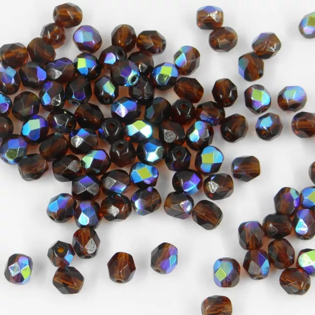 F6 STX *** 65 perles à facettes verre de Bohême 6MM SMOKED TOPAZ AB