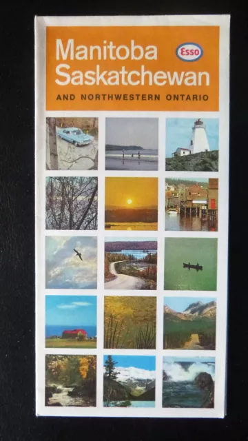 1965 Manitoba Saskatchewan NW Ontario  road map Esso oil  gas Imperial