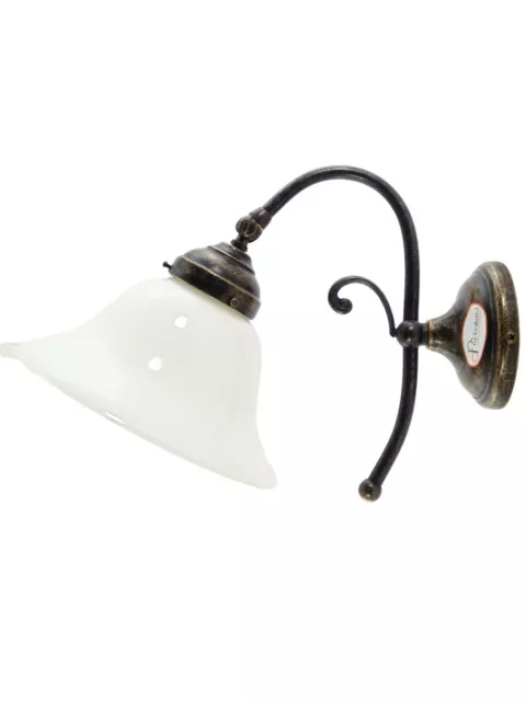 Applique ottone brunito,lampada illuminazione da parete vetro ministeriale ar9