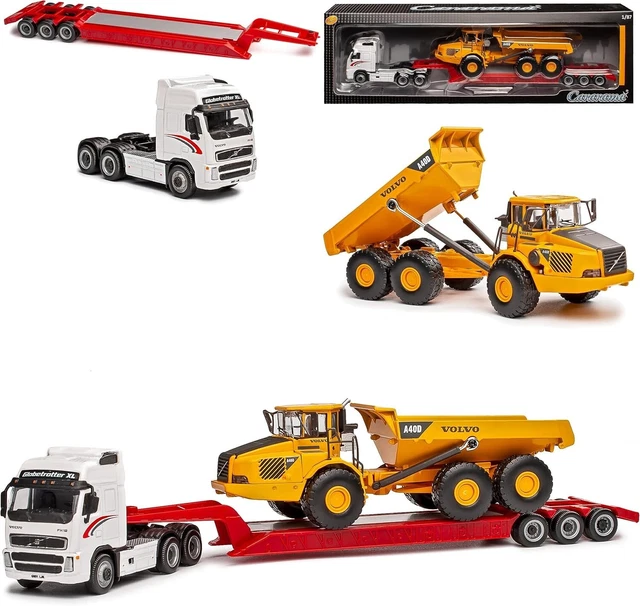 Miniature Cararama 1/87 Volvo FH12 Avec Excavatrice EC210 - Diecast Occasion