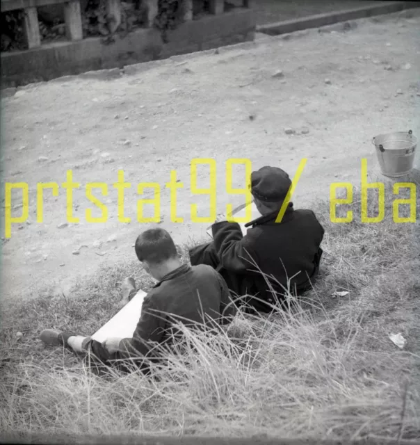 Japanese Schoolboys Doing Homework - 1950s Iwakuni Japan - Vintage Negative