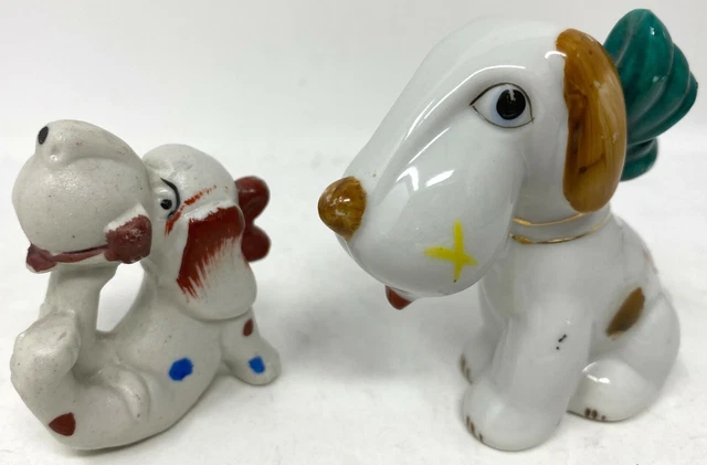 Vintage 1950s Lot Of (2) Dog Figurine Porcelain Japan Handpainted #2