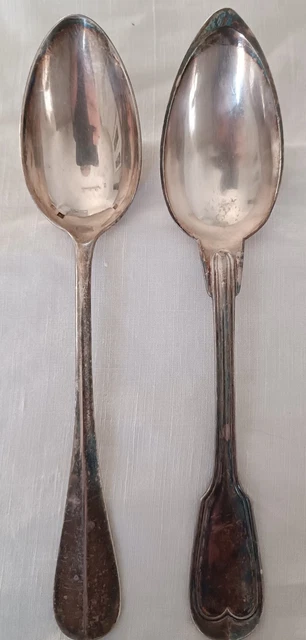 Lot De 3 Couverts Anciens En Métal Argenté à Monogrammes - Cuillère, Fourchette, Couteau