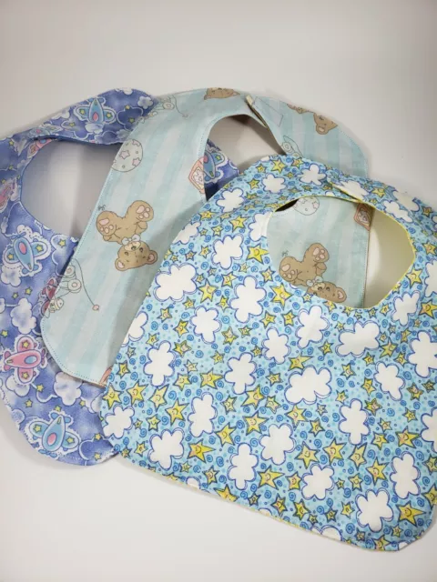 Set of 3 Baby Shower Gift Set, Neutral Baby Bib Gift Set, Stars Moon Fabric Bibs