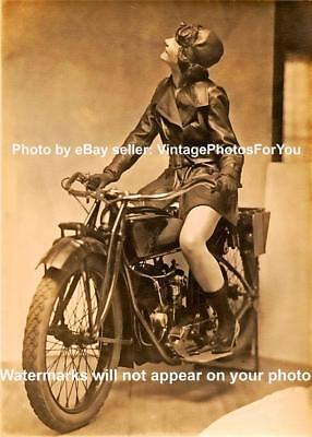 Old/Vintage Prohibition Era 1920s Sexy Flapper Art Deco Indian Motorcycle Photo