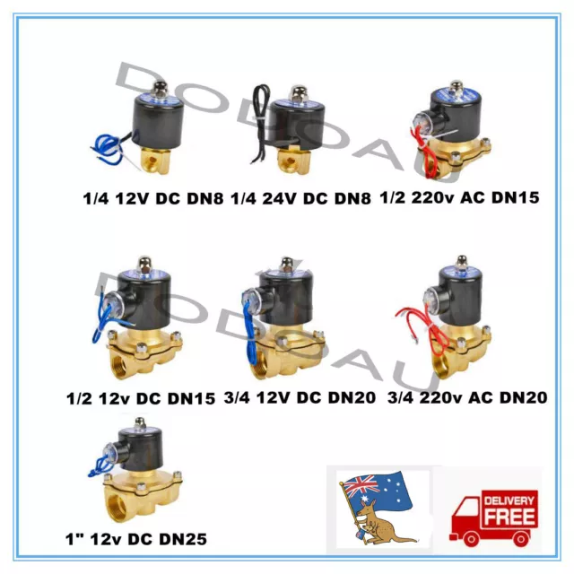 New 2 Way Solenoid Valve Air Water N/C Gas Oil Normally Closed 12v 240v BSP