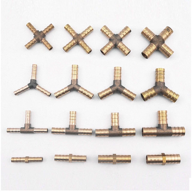Raccord En T Laiton 3 Voies - Diamètre 8mm (6mm Selon Desc.) - Pour Tuyau Air, Eau, Gaz, Huile, Carburant