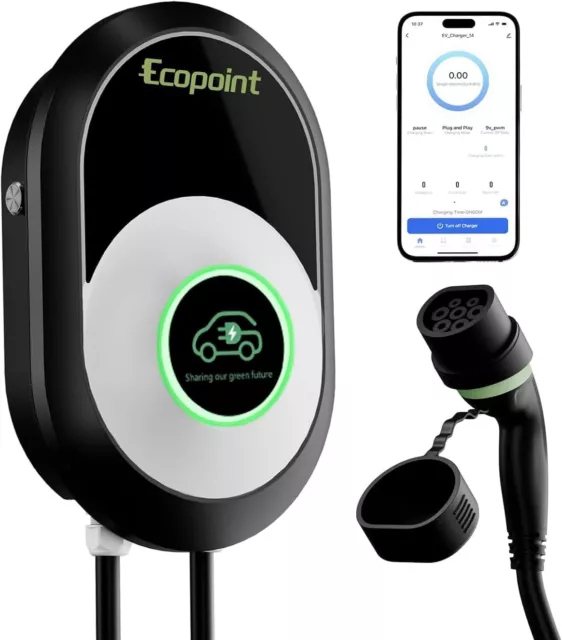 ECOPOINT Wallbox 22kW mit Typ2 Ladekabel 5M für Elektro-und Hybridfahrzeuge IP55