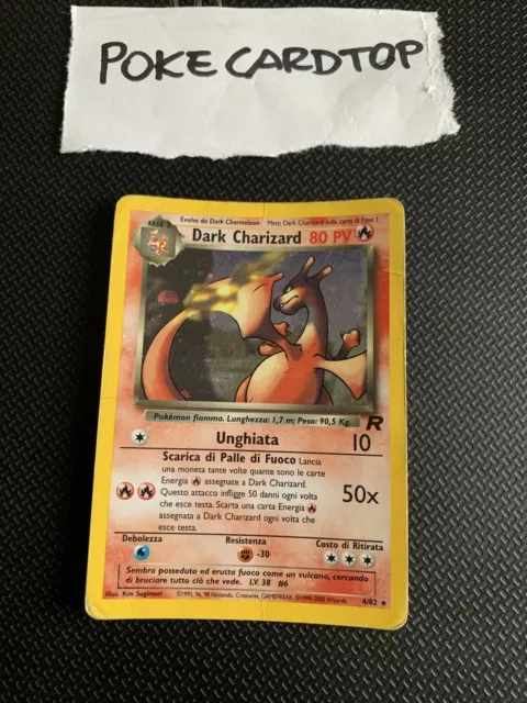 Pokemon Card Dark Charizard 4/82-Team Rocket- Italiano-Holo-Swirl-Good!