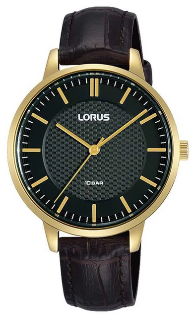Lorus Cinturino In Pelle Marrone Quadrante Nero Quarzo Donna RG276TX9 Orologi