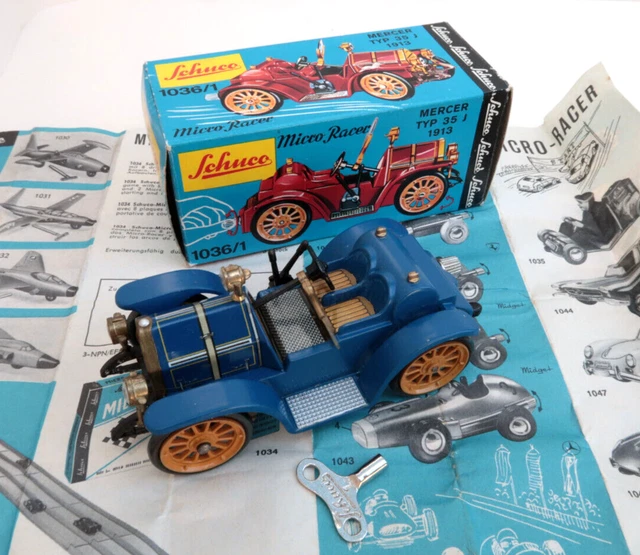 Jouet Ancien Micro Racer Schuco Mercer 1913 Bordeaux #1036/1 - Avec Boîte Originale 1965 - Allemagne
