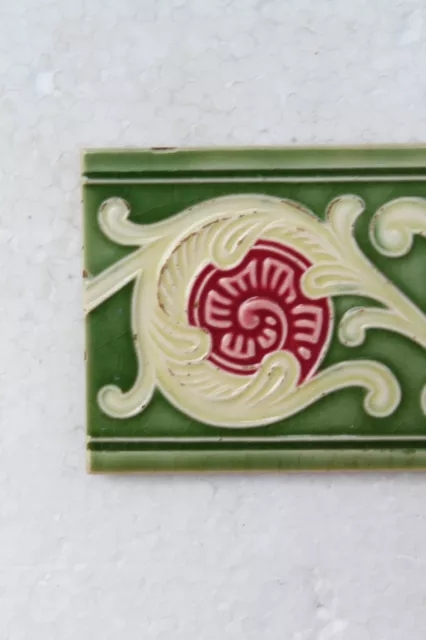 Japan antique art nouveau vintage majolica border tile c1900 Decorative NH4361 2