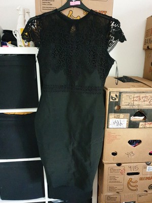 BNWT Lipsy Size 12 Black Lace Bandage Sleeveless Dress  (U17)