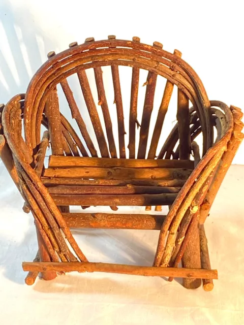 Vintage Handmade Wooden Twig Stick Rustic Primitive Doll Chair 8 x 9 x 5