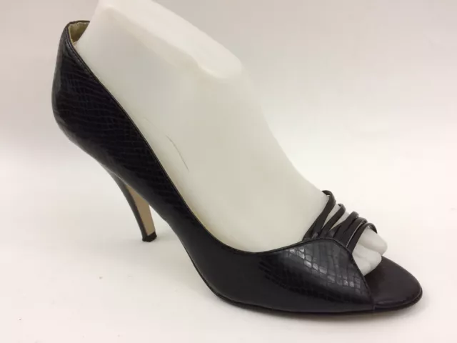 Steve Madden Womens 8.5 M Slip On Peep Toe Heels Strappy Black Snake Pumps Shoes