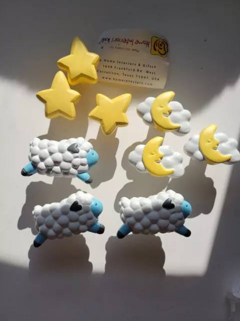 Drawer Knobs Kids Nursery Baby Home Interiors Lamb Moon Stars 12 Pieces New Cute