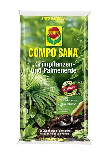 Compo SANA Grünpflanzen- und Palmenerde 10 Liter Erde Pflanzenerde Blumenerde Pa