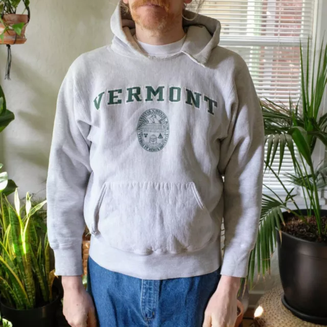 Vintage 80s University of Vermont Hooded Sweater by The Cotton Exchange, Size S