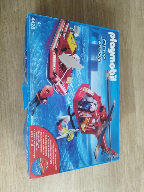 Playmobil 3247 Hélicoptère De Secours Vintage Complet Avec Boîte