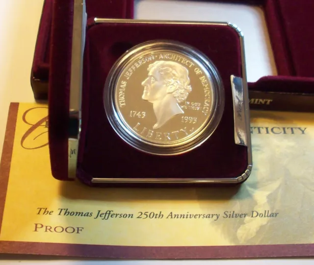 1993 S ( 1994 ) Jefferson 250Th Annv Birth Silver Dollar Commemorative Coin Lot