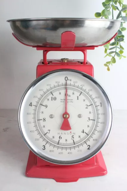 Hanson Traditional Mechanical Kitchen Scales 5KG Max  - Red Retro