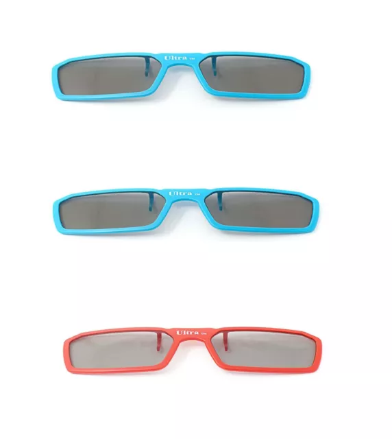 3 Pairs of 3D Clip on Glasses 2 Blue 1 Red Passive 3d Tvs Cinema 3D RealD Imax