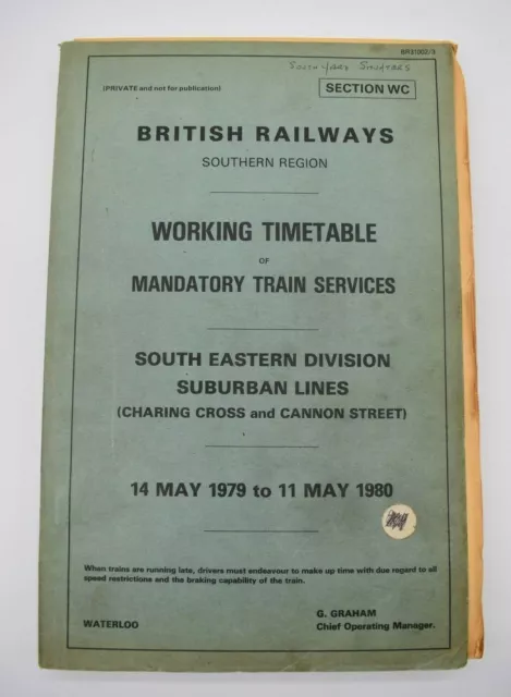 BR Southern Region Railway Working Time Table Mandatory Train Services WC