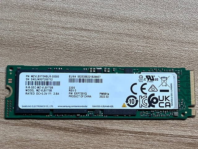 SAMSUNG PM981A MZ-VLB1T0HBLR 1TB SSD 2280 NVMe PCIe x4 SSD