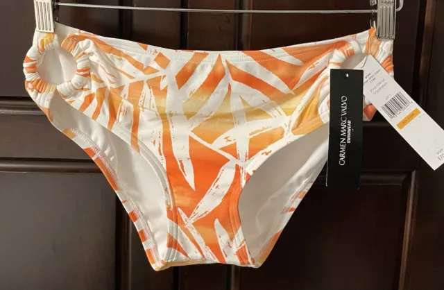 Carmen Marc Valvo MULTI Classic Side-Ring Bikini Swim Bottom Small $70 NWT