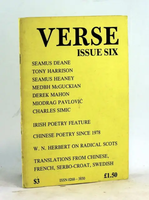 1986 Verse Issue Six Seamus Heaney First Apperence of Four Poems Poetry Magazine