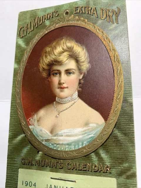 1904 Calendar Sign Preprohibition Mumms Champagne Wines Pretty Lady Litho