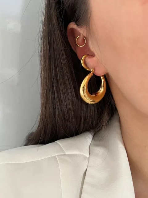 9ct Gold Creole Chunky Hoop Earrings 3