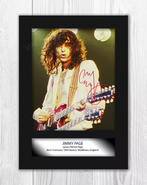 Jimmy Page 2 Led Zeppelin A4 reproduction autograph poster Choice of frame