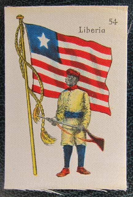 Cigarette Silks Card Liberia military La Favorita Soldiers Flag ORIGINAL BACK
