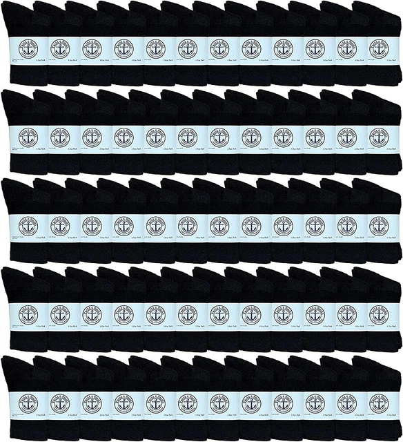 12 Pack of Kids Premium Cotton Crew Socks Black Size 4-6 Boys Crew Sock