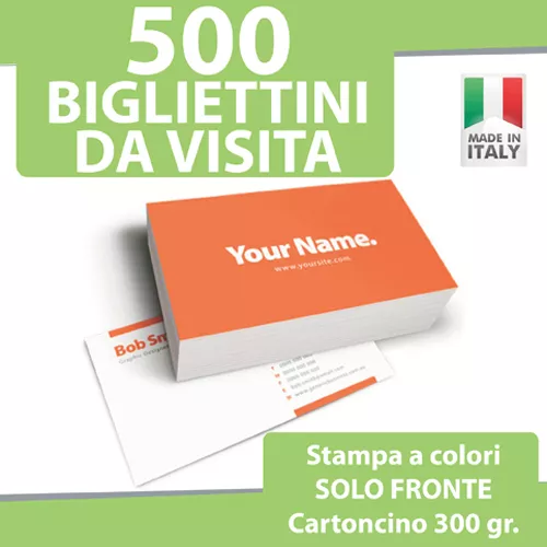 500 BIGLIETTI DA VISITA STAMPA FRONTE a COLORI 300gr Bigliettini Stampati