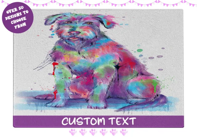 Wolfhound Dog Cutting Board Tempered Glass Personalized Kitchen Custom NWT