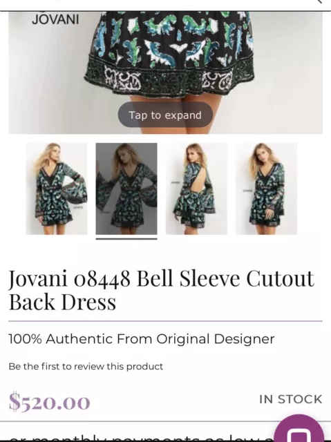 JOVANI DRESS SIZE 16 Bell Sleeves Homecoming, Semi Formal, Cocktail ...
