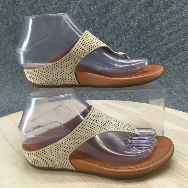 Fit Flop Sandals Womens 6 Banda Thong Tan Leather Causal Perforated C02-194