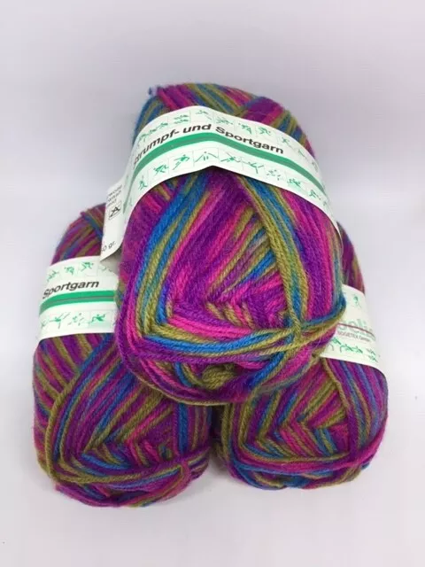 Aktionsware Strumpf- und Sportgarn 4-fach Belisa 50g 2281 fuchsia/türkis/messing