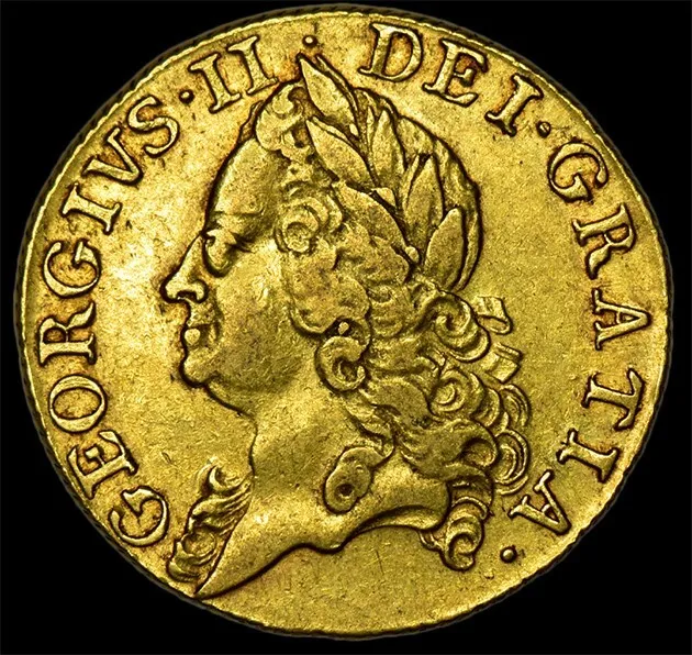 King George The Ii 1758 Gold Guinea....