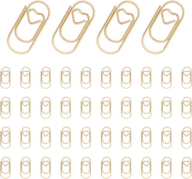150 Pieces Cute Paper Clips, Mini Smooth Steel Wire Heart Shaped Paperclips Book