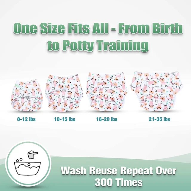 Washable Reusable Baby Cloth Pocket Diapers 6 Pack + 6 Bamboo Inserts(With 1 Wet 3