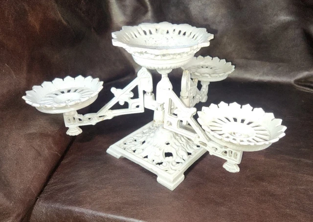 Antique Victorian Cast-iron Kerosene Lamp/Planter Stand, Swing Arms, EUC