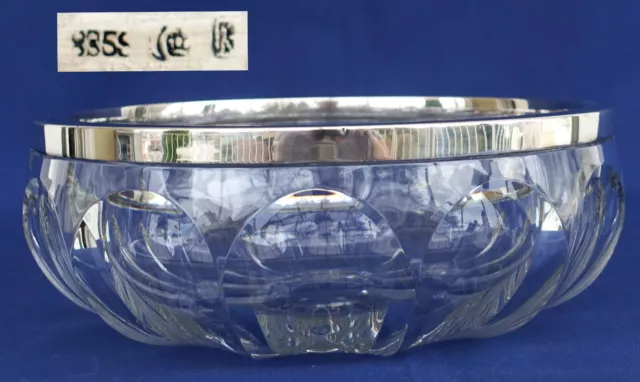 Grande COUPE à FRUITS  en Cristal Taillé et Argent Massif 835/1000 Allemagne