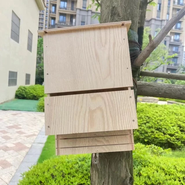 WHITEHORSE Maison à Chauves-Souris En Cèdre 4 Compartiments – Certifié FSC, Anti-Moustiques Naturel Pour Jardin Sain (Noir)