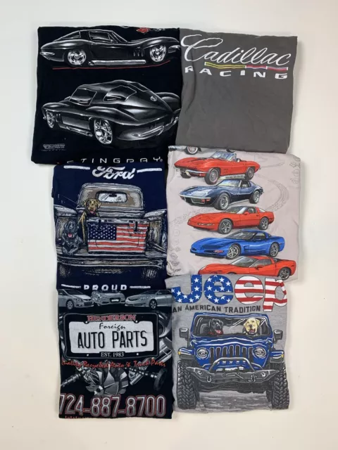LOT 6 MENS Car RACING Ford Chevy Corvette Spell Out Graphic Muscle ...