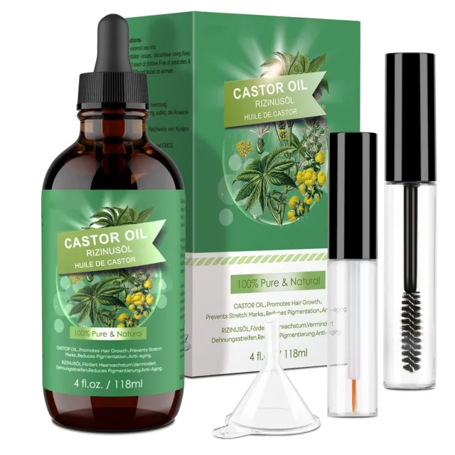 Rizinusöl Kaltgepresst Castor Oil - 118ML Rizinus Öl Pure100 Prozent für Wimpern