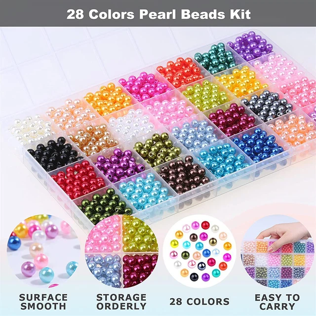Smooth Surface Faux Pearl Beads Multicolor Round 1960pcs Kit for Diy